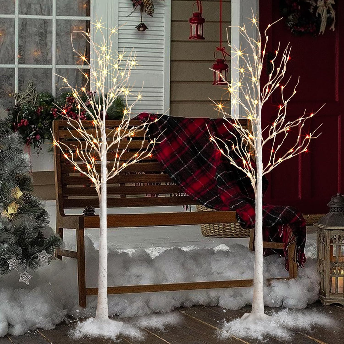 2 Pack 6 Feet Prelit White Artificial Christmas Trees W745