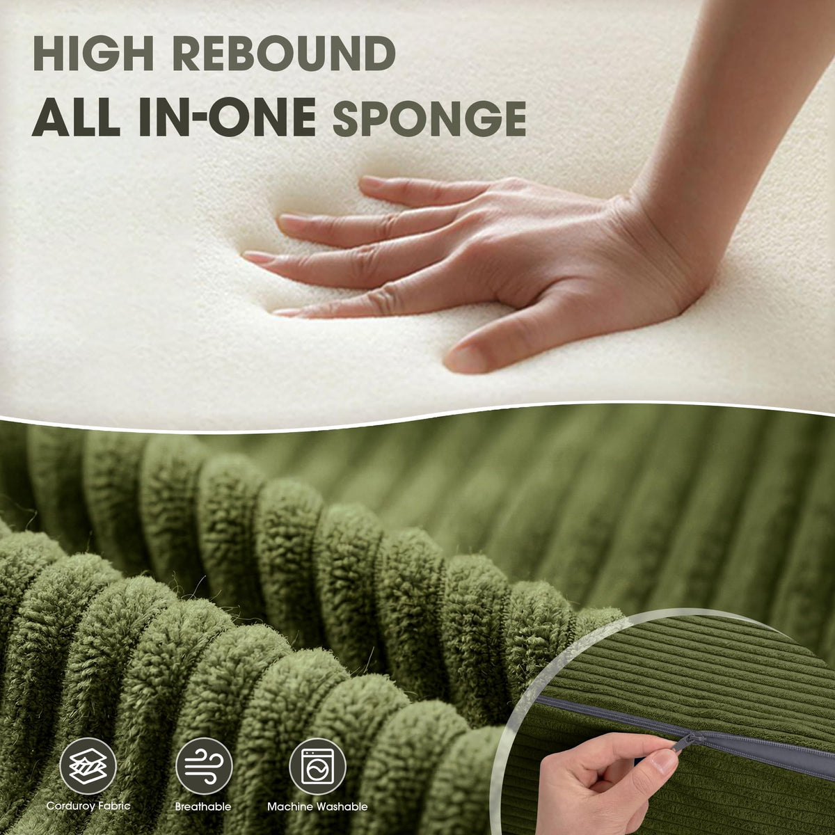 Folding Sofa Bed with Pillow, Memory Foam Sleeper Chair, Green N5792