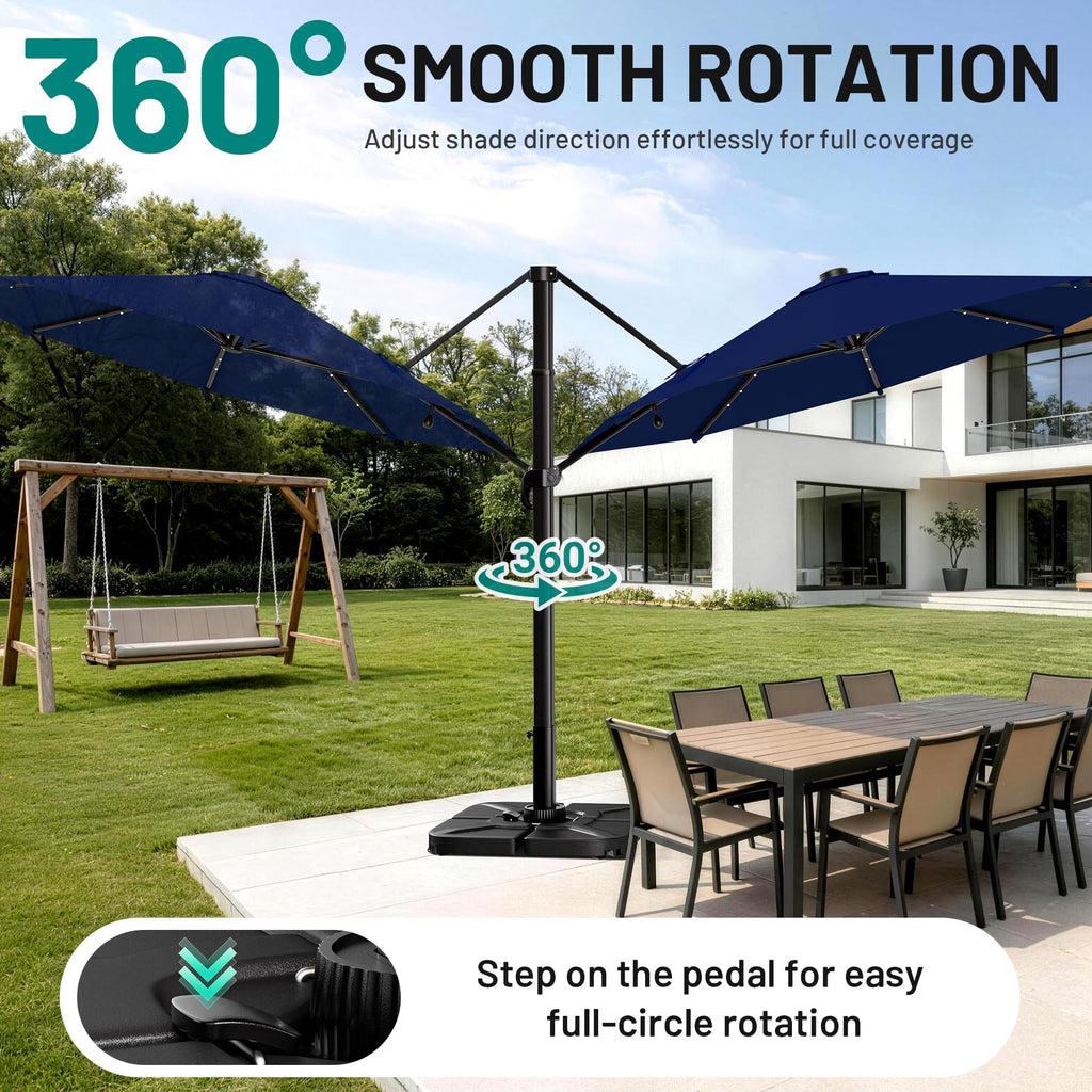 9FT Cantilever Patio Umbrella with Lights L69866