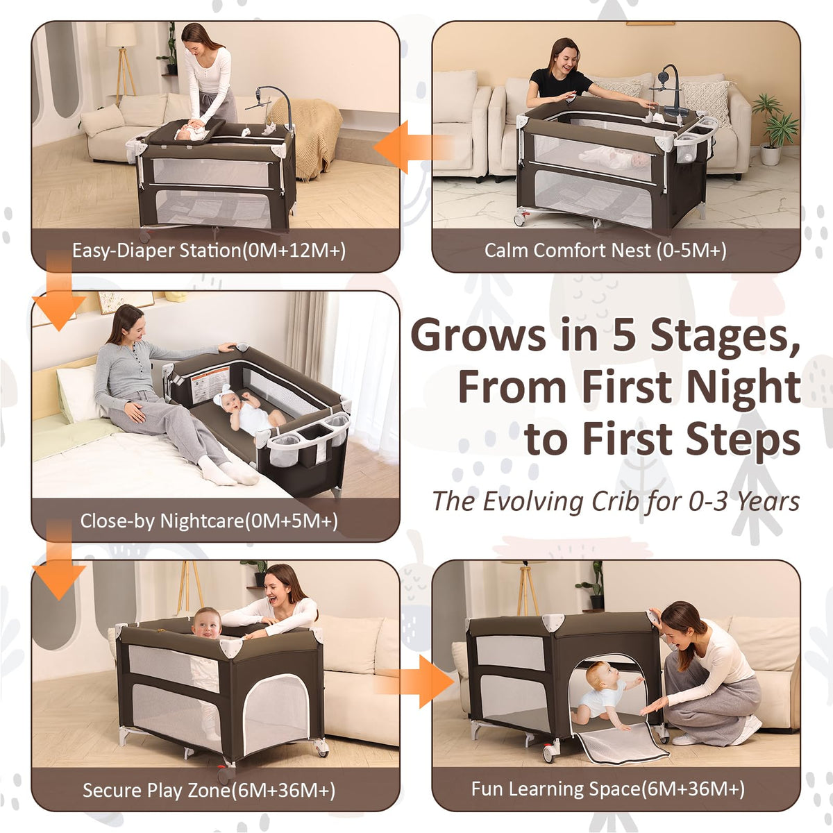 5-in-1 Baby Bassinet Bedside Sleeper P25693