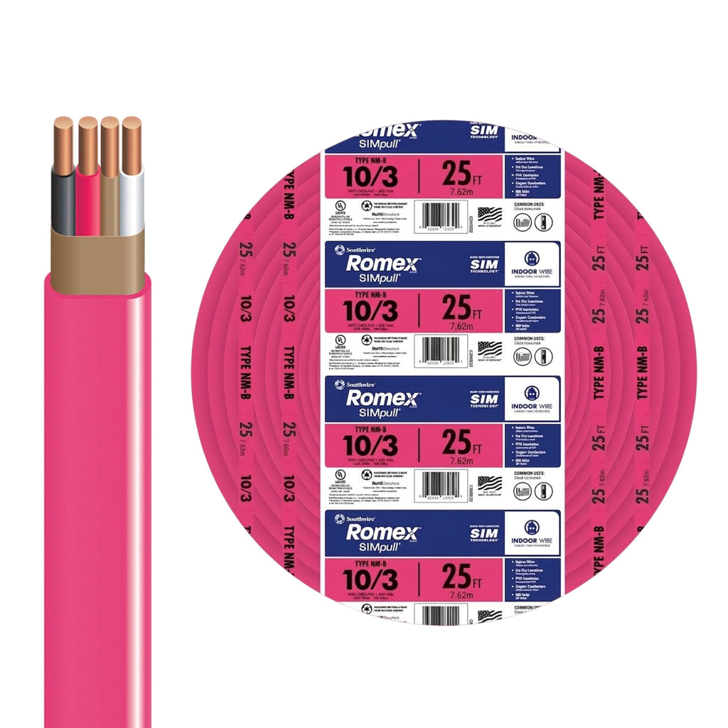 10 Gauge 3 Conductor 25Ft Pink Residential Wire G874499