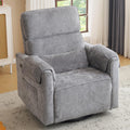 Oversized Swivel Rocking Recliner Chair with USB Ports, Grey R450