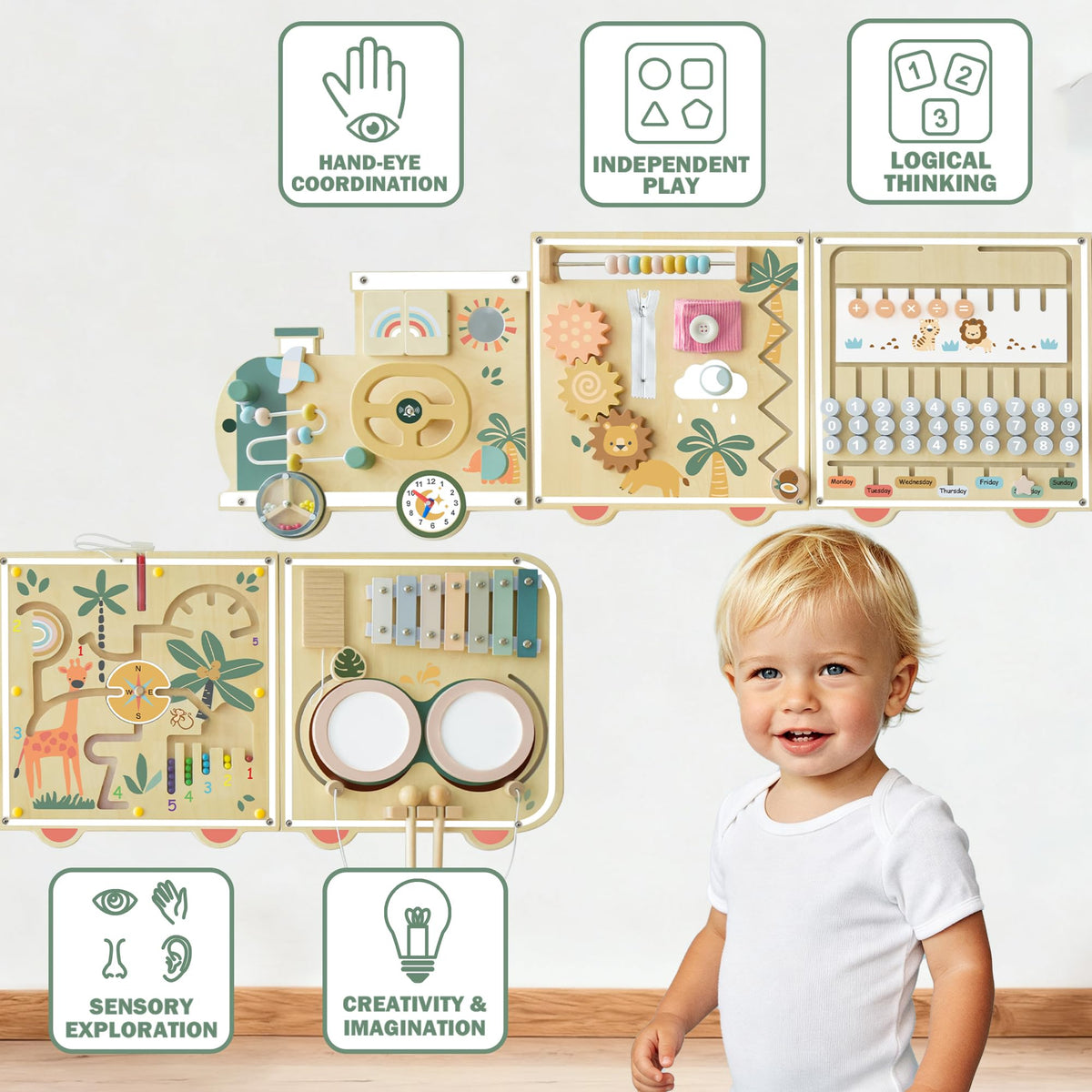 Montessori Wooden Activity Wall Board for Toddlers 18M+ D27350