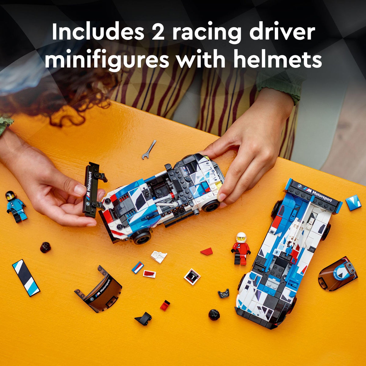 Buildable Race Car Toy Set with 2 Models and 2 Minifigures X216