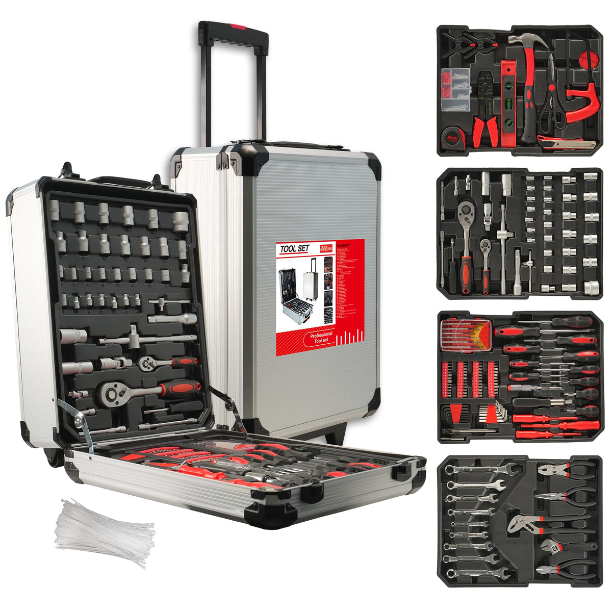 515 Pcs Household Tool Kit Aluminum Trolley Case Y5021