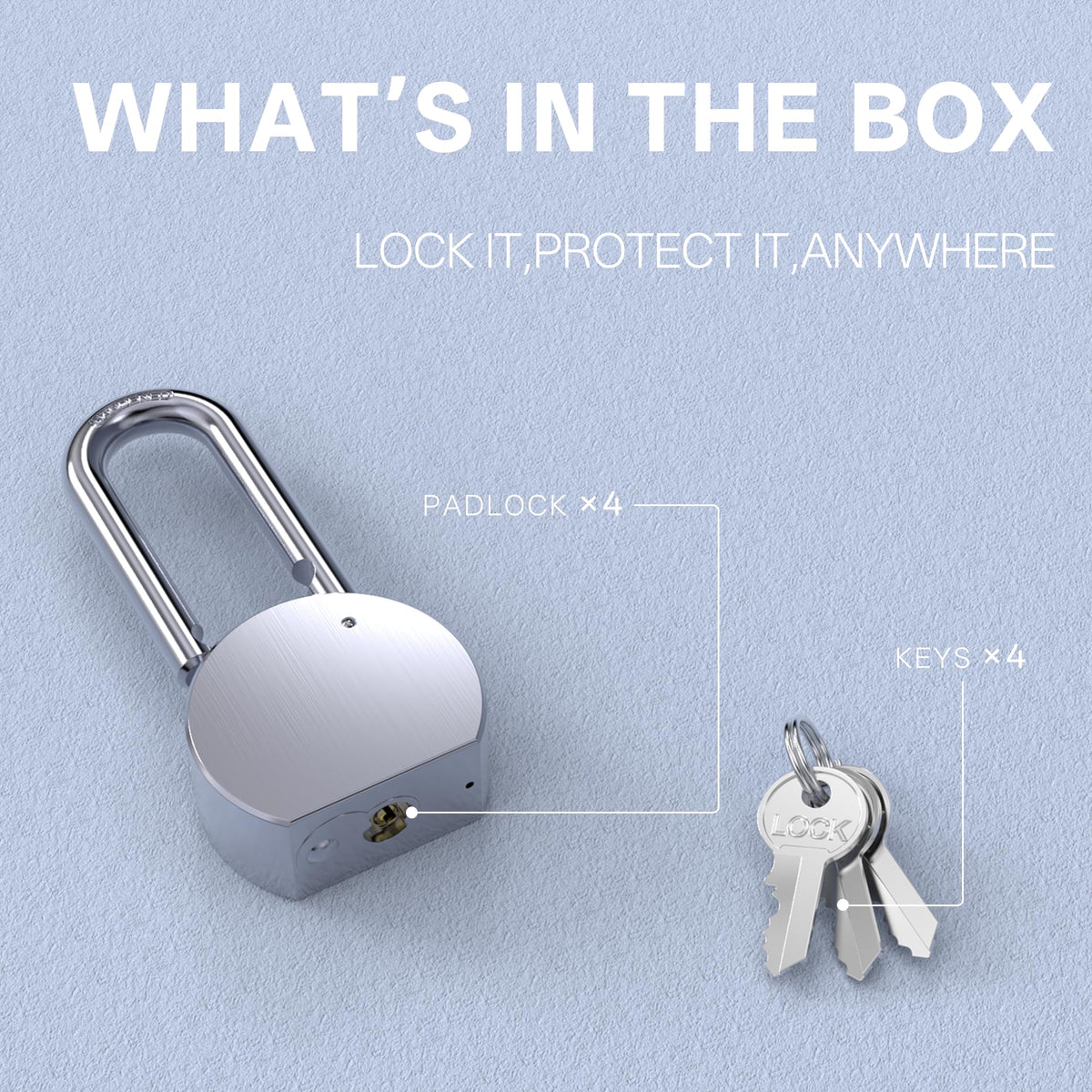 4 Pack 65mm Heavy Duty Keyed Alike Padlocks C749962