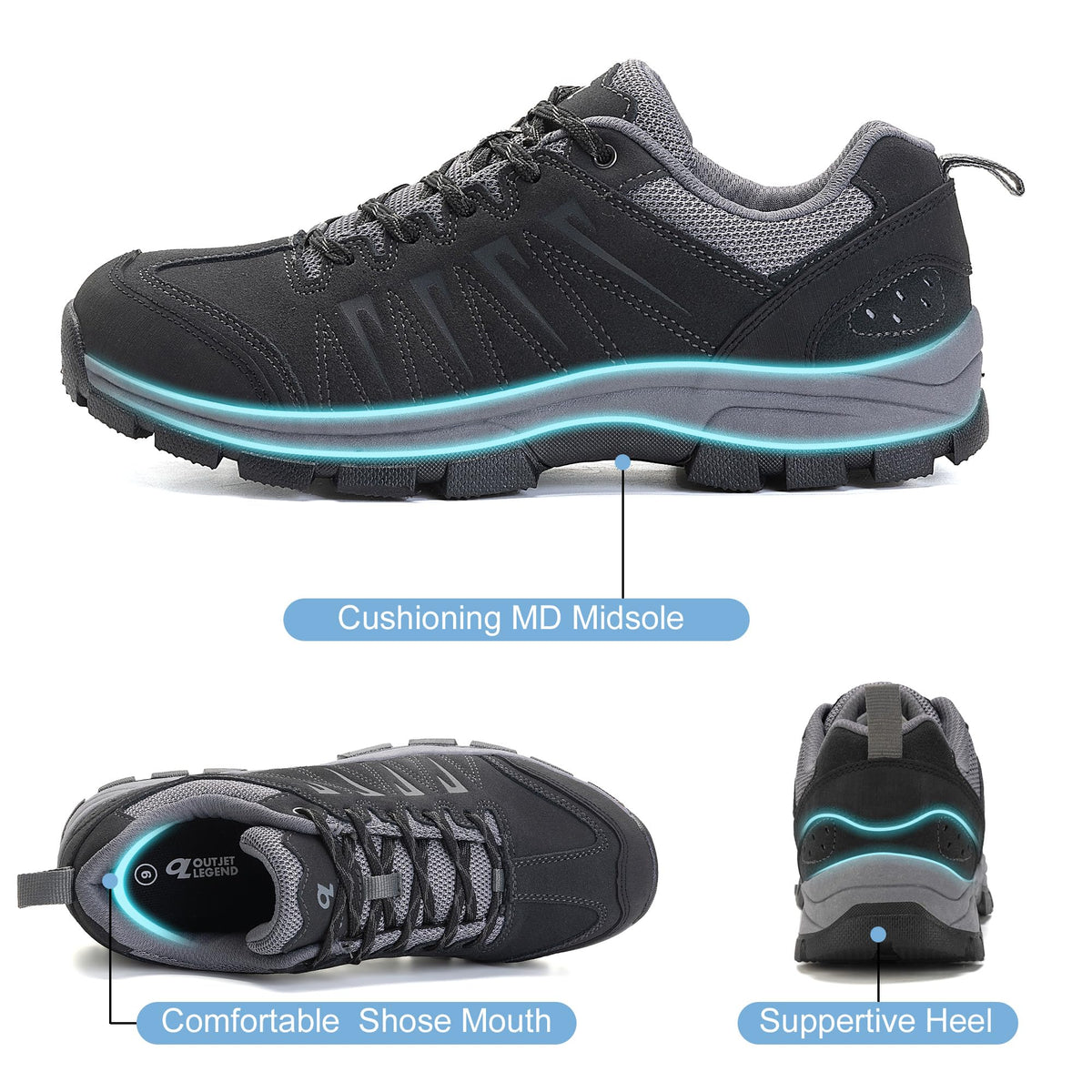 Men's Waterproof Leather Low Top Hiking Shoes K480