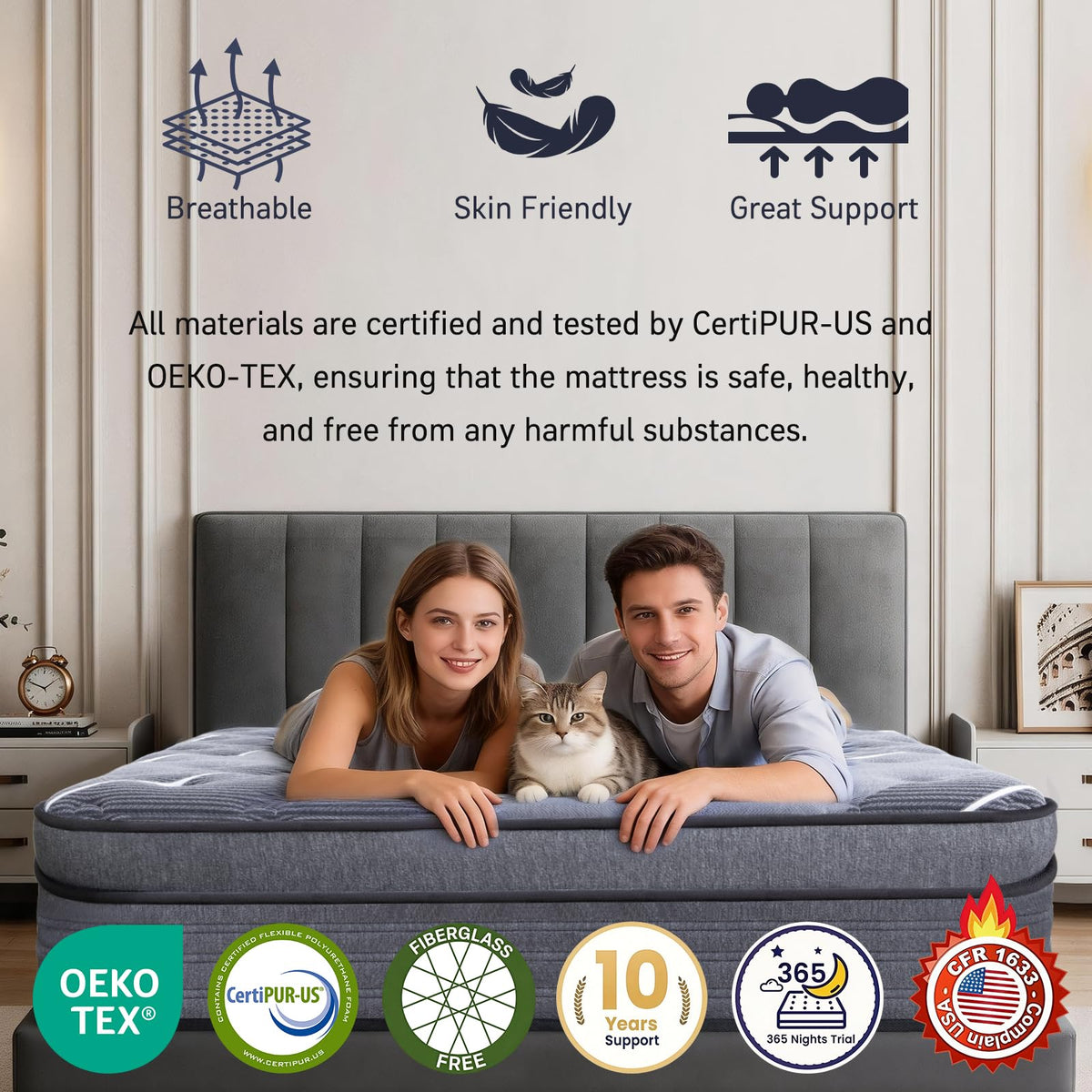 12 Inch Full Size Hybrid Mattress Q860