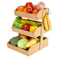 3 Tier Bamboo Fruit Basket with 2 Banana Hangers H1201