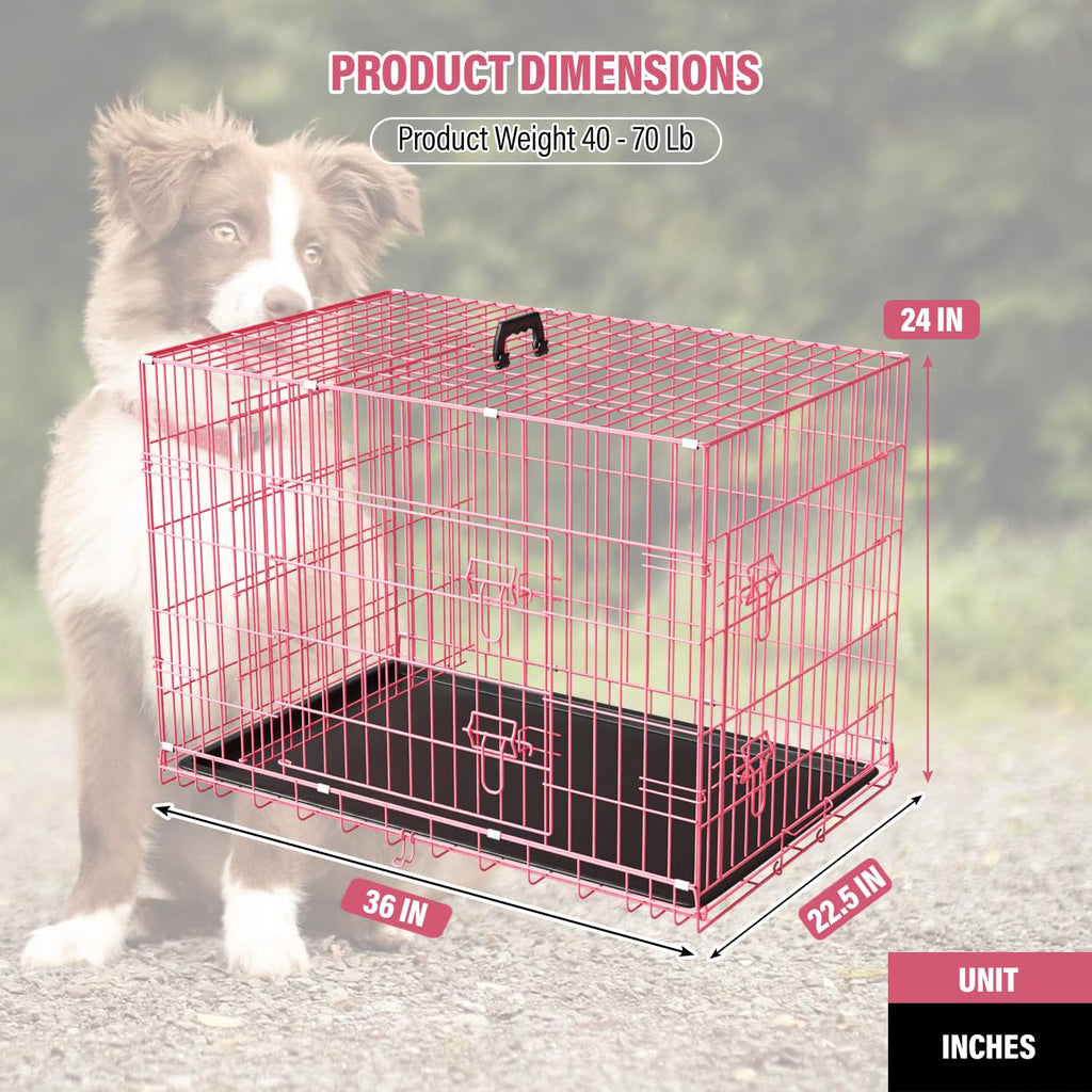 36" Metal Wire Folding Dog Crate with Divider Panel N5476