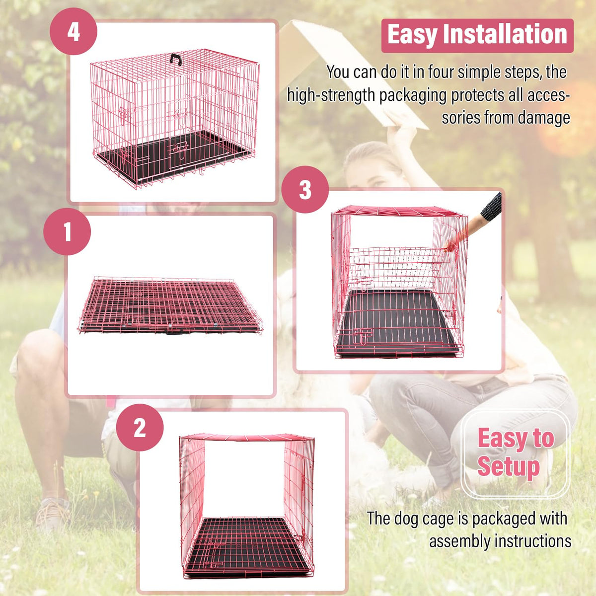 36" Metal Wire Folding Dog Crate with Divider Panel N5476