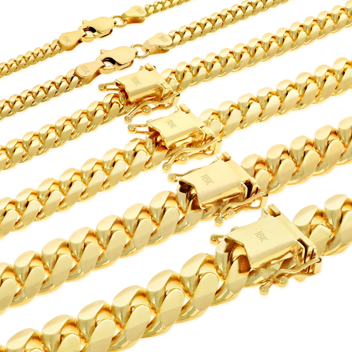18K Yellow Gold Cuban Link Chain Necklace R273541