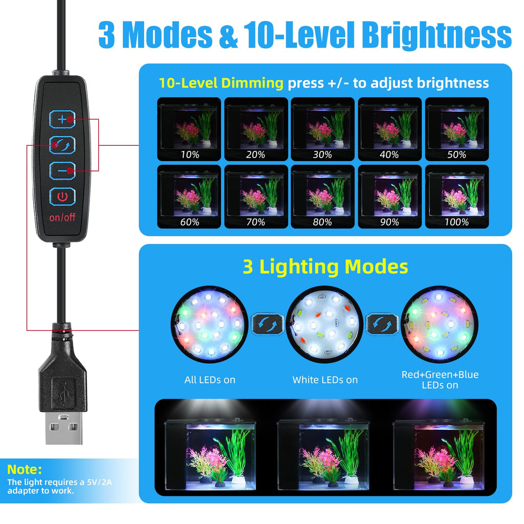 1 Gallon Betta Fish Tank with LED Light and Water Filter Pump Y524