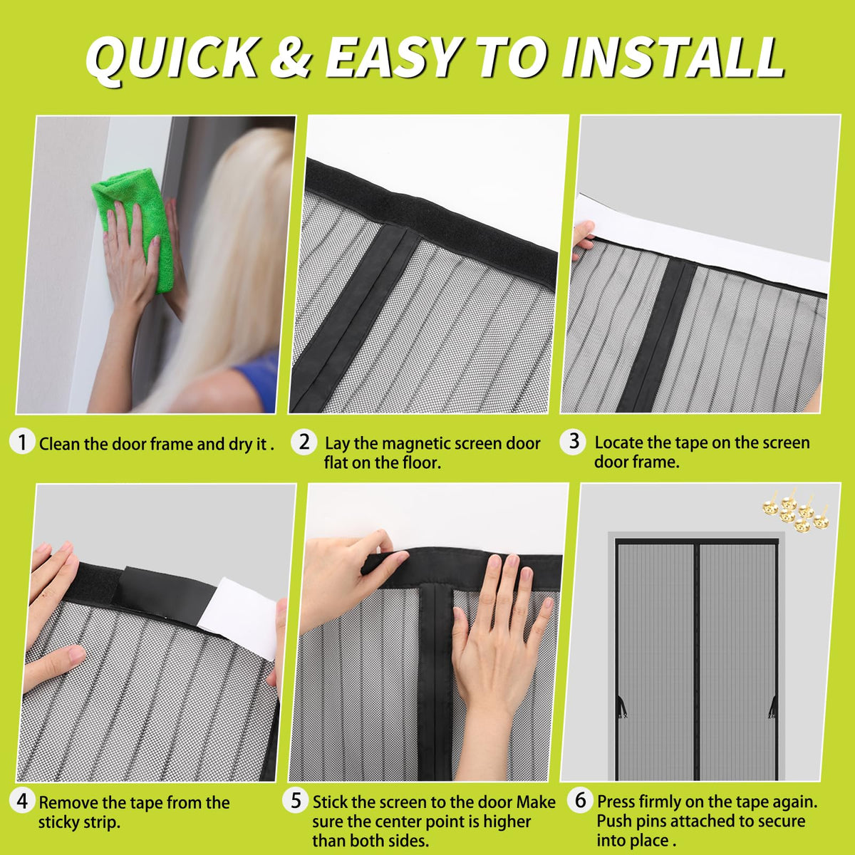 Magnetic Screen Door 36 x 82 in Mesh Curtain H12049