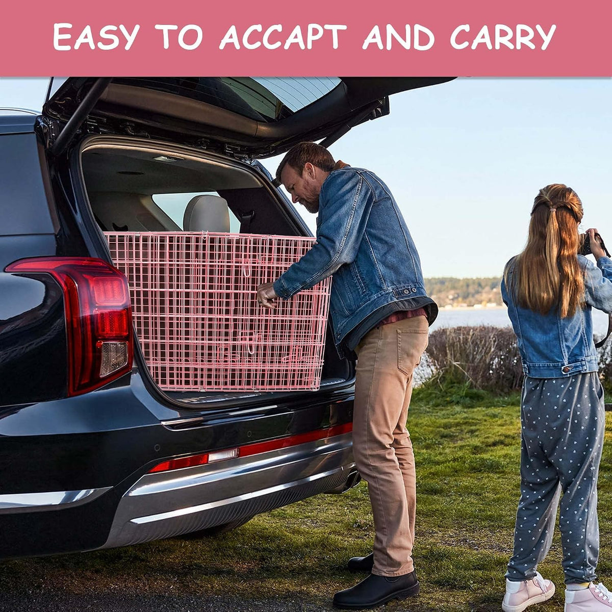 36 Inch Foldable Metal Dog Crate with Double Doors P490