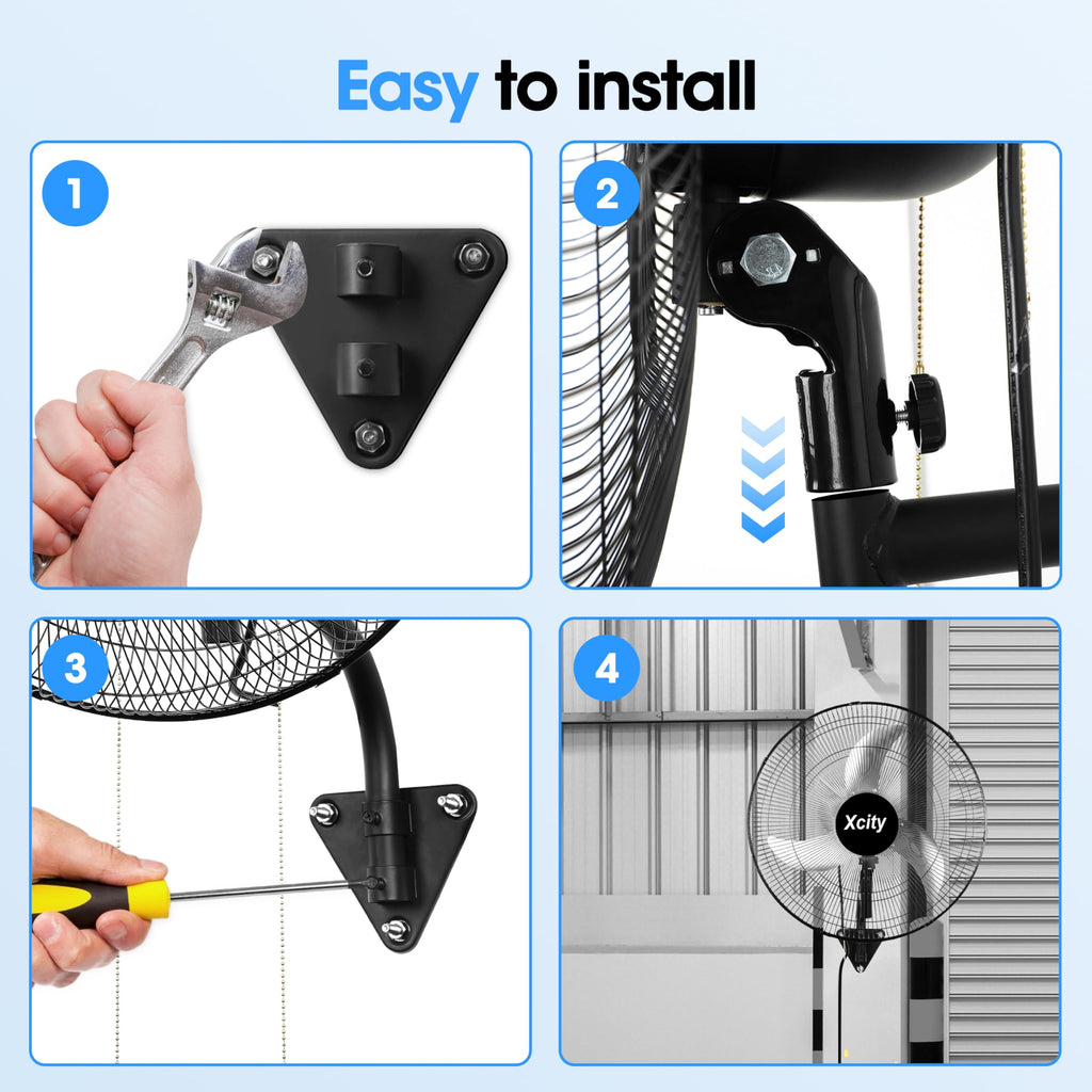 20 inch Industrial Wall Mounted Oscillating Fan, 3-Speed, 5500 CFM, Black R231273
