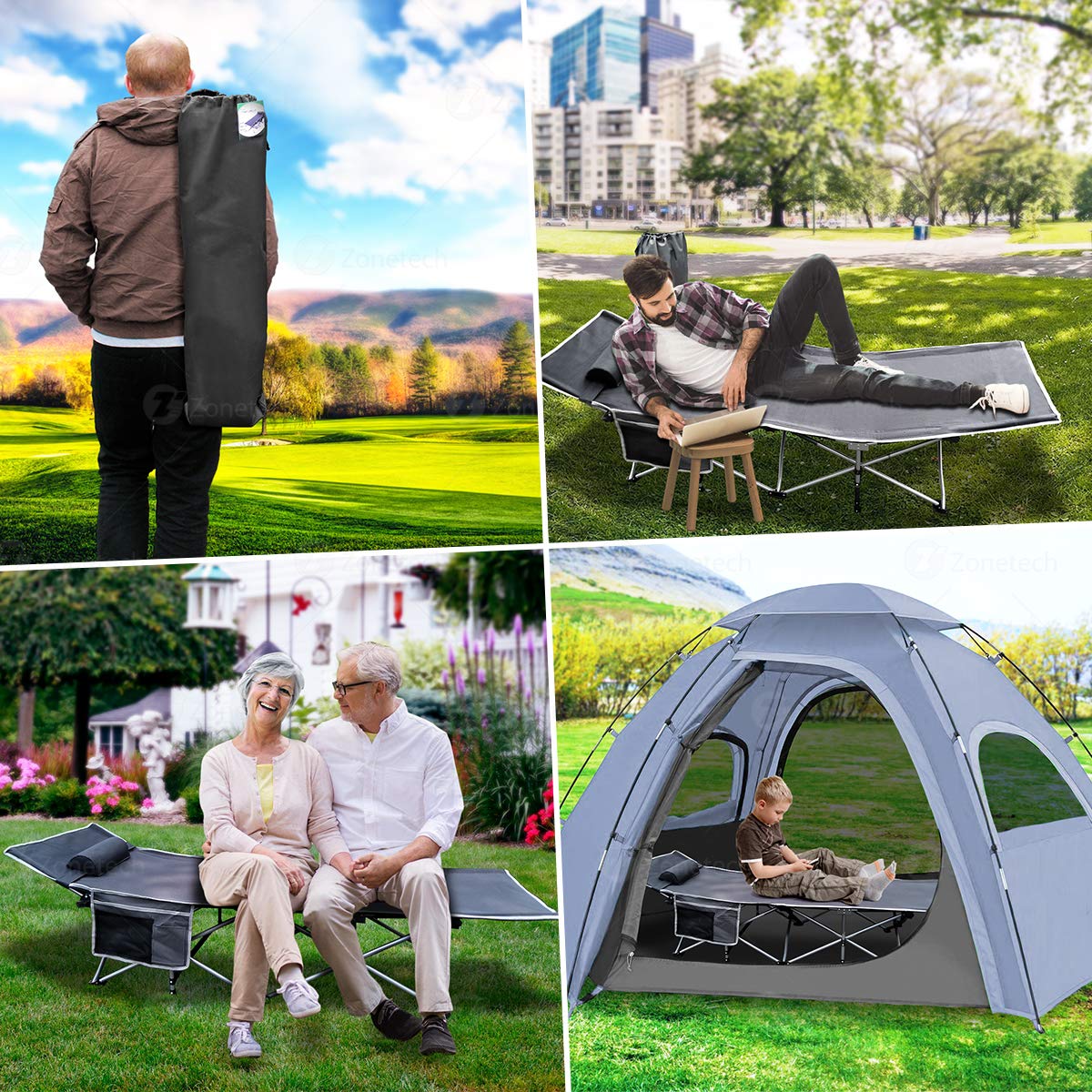 Folding Lightweight Portable Heavy Duty Travel Cot with Large Pocket P5806