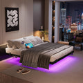 Queen Floating Bed Frame with LED Lights and Charging Station G68573