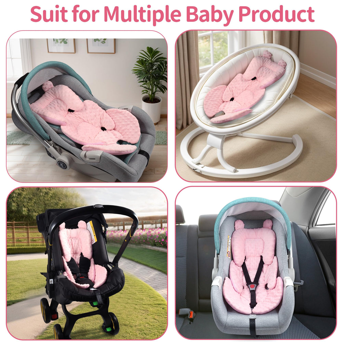 Reversible Carseat Head Body Support Newborn Pink M31775