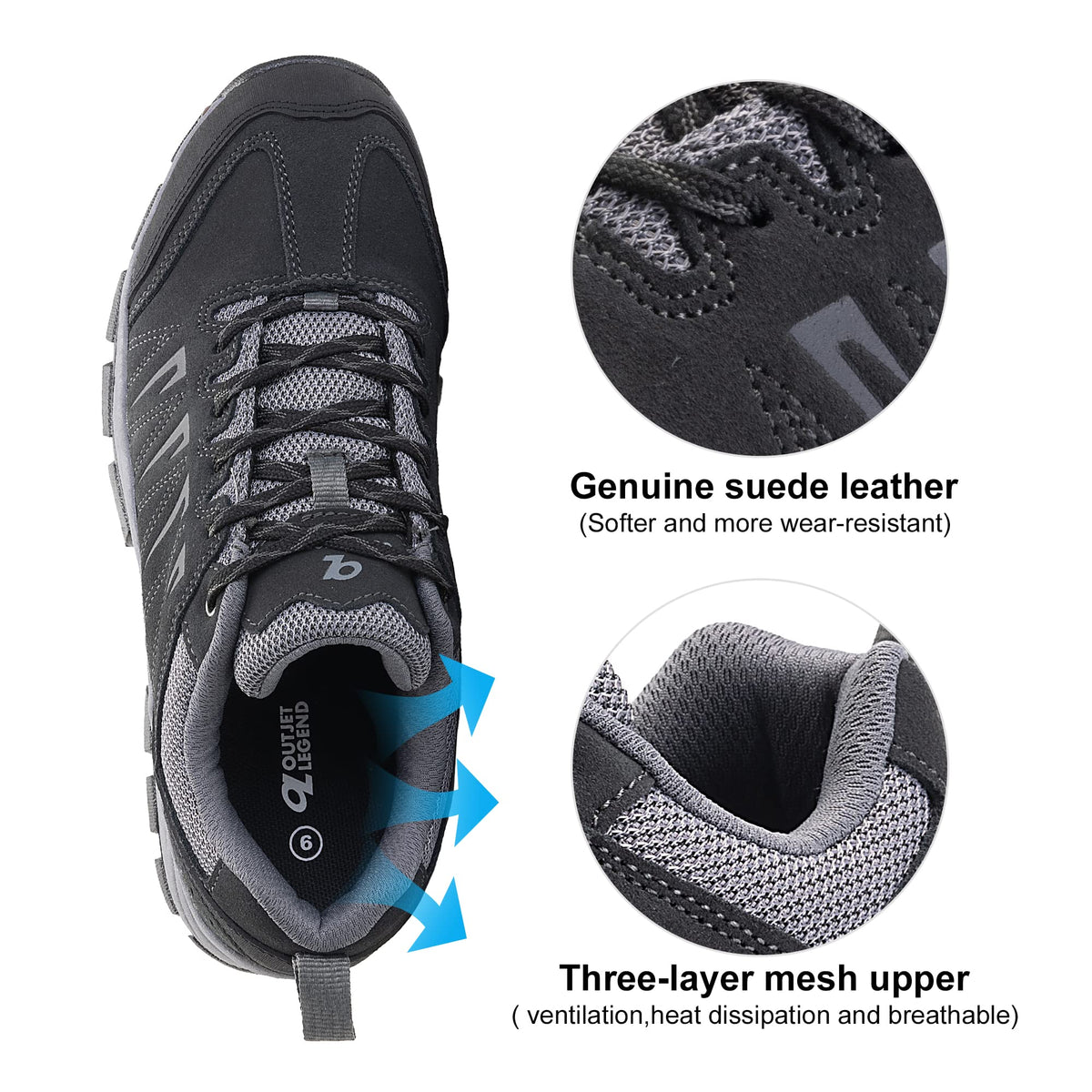 Men's Waterproof Leather Low Top Hiking Shoes K480