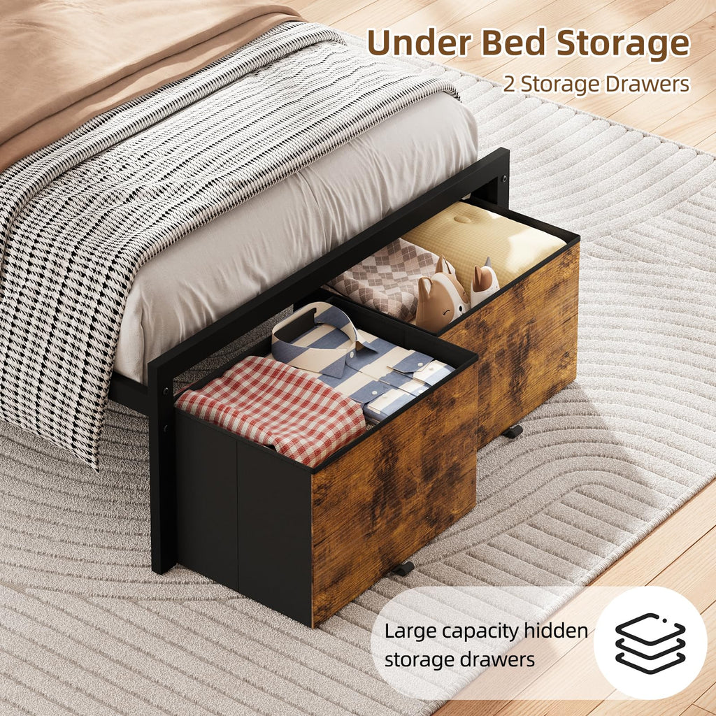 Twin Size Bed Frame with Storage K8905