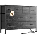 Black 10 Drawer Fabric Dresser C345