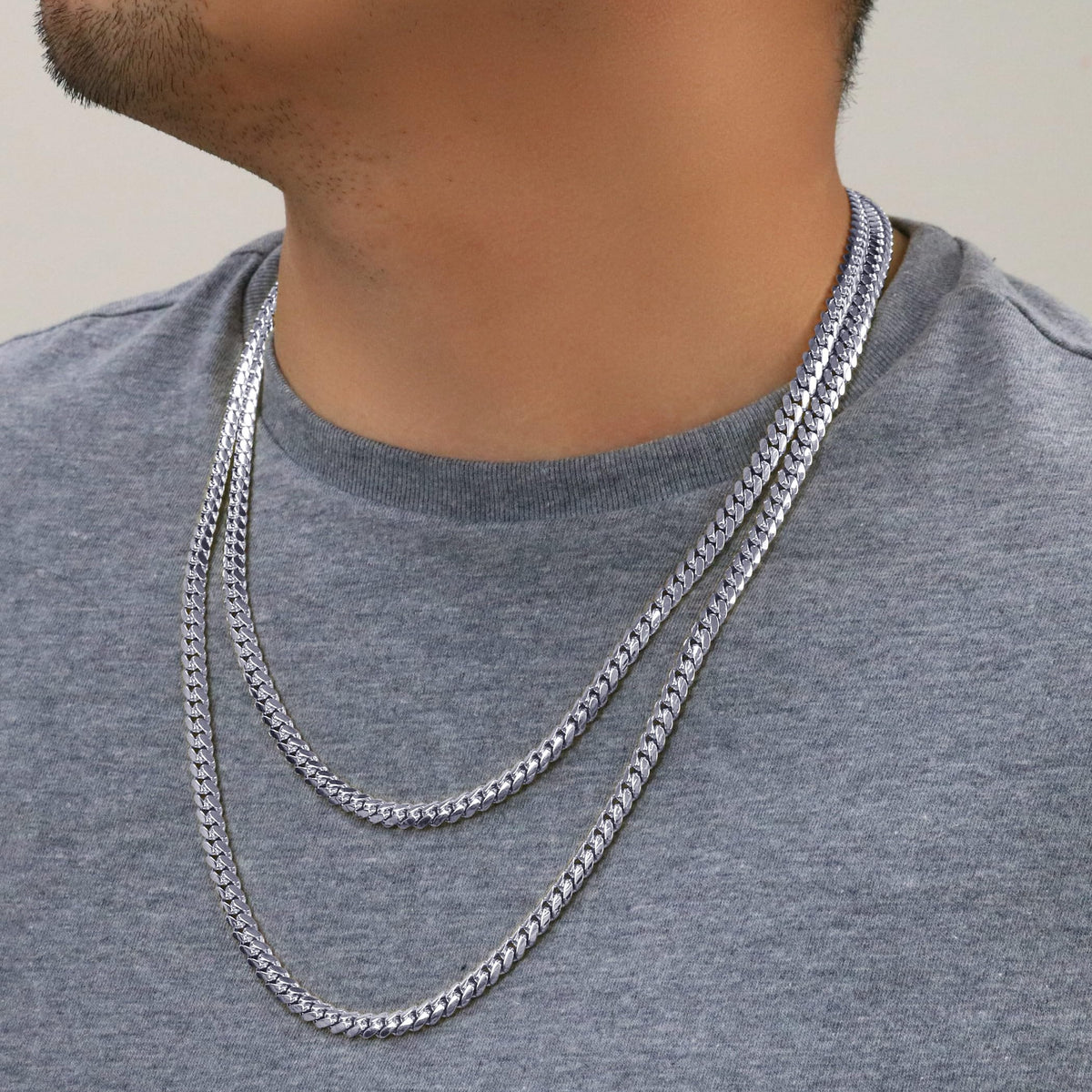 14k White Gold 6mm Chain Necklace A2120