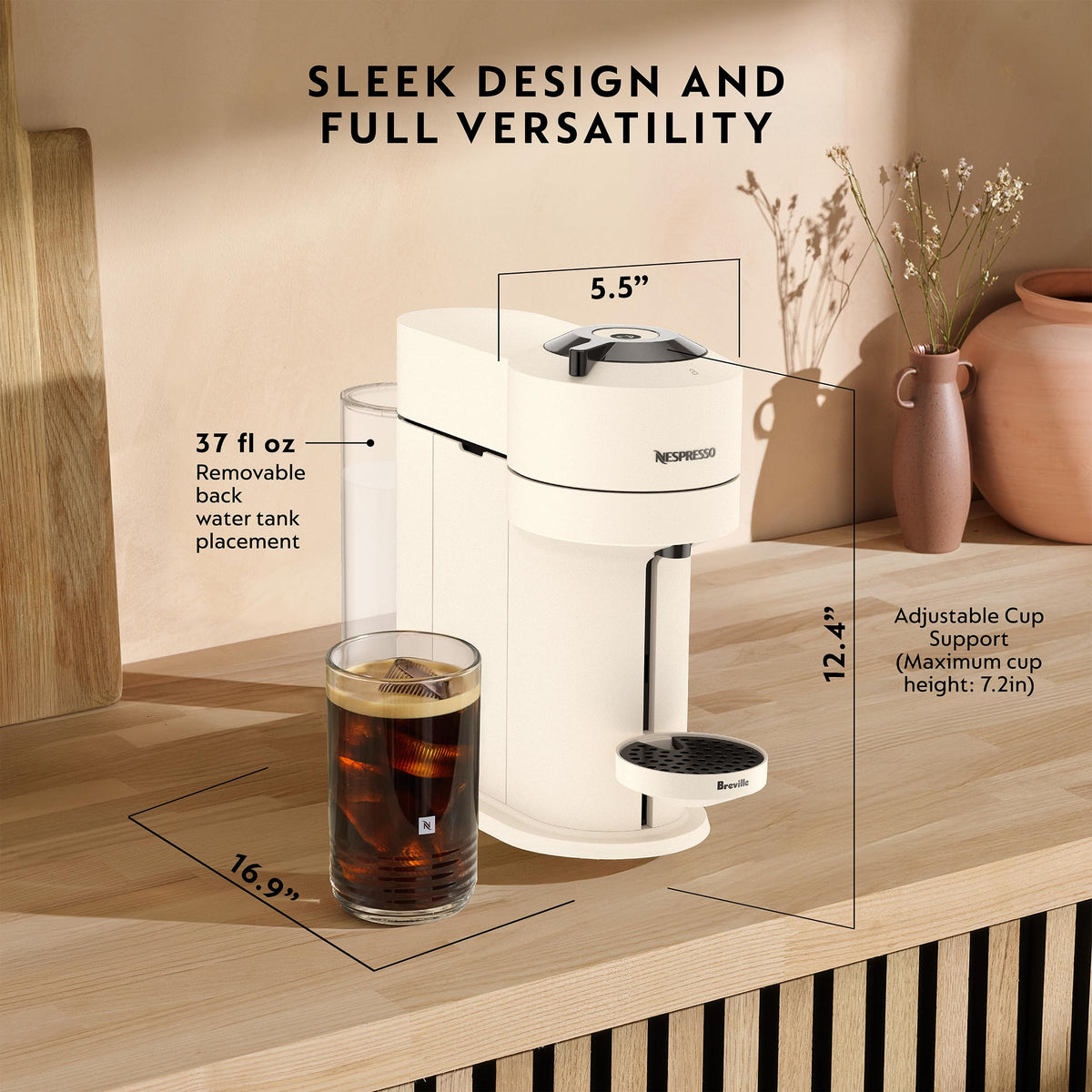 White Coffee Machine with Milk Frother N25642