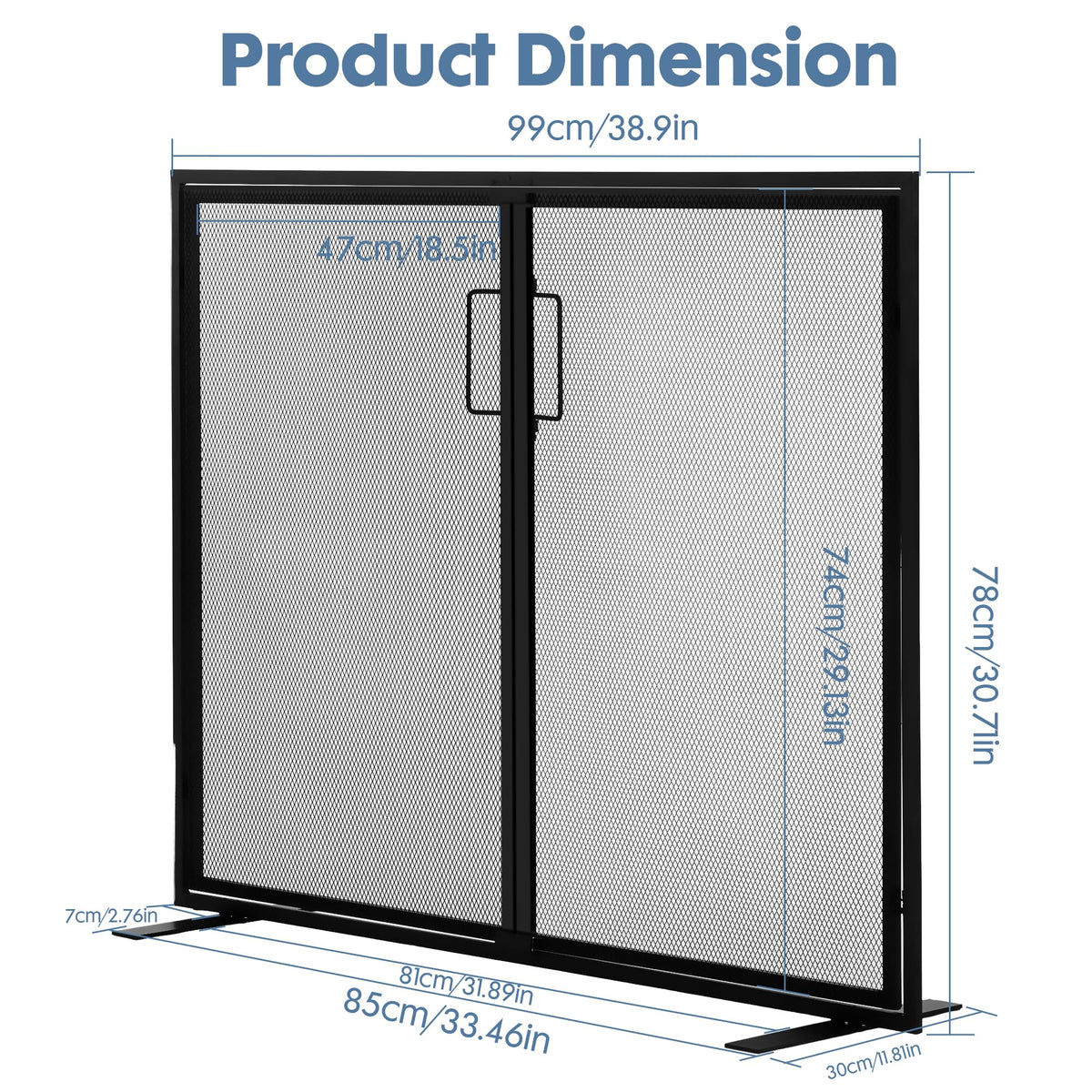 Black 2 Panel Fireplace Screen with Hinged Doors K633381