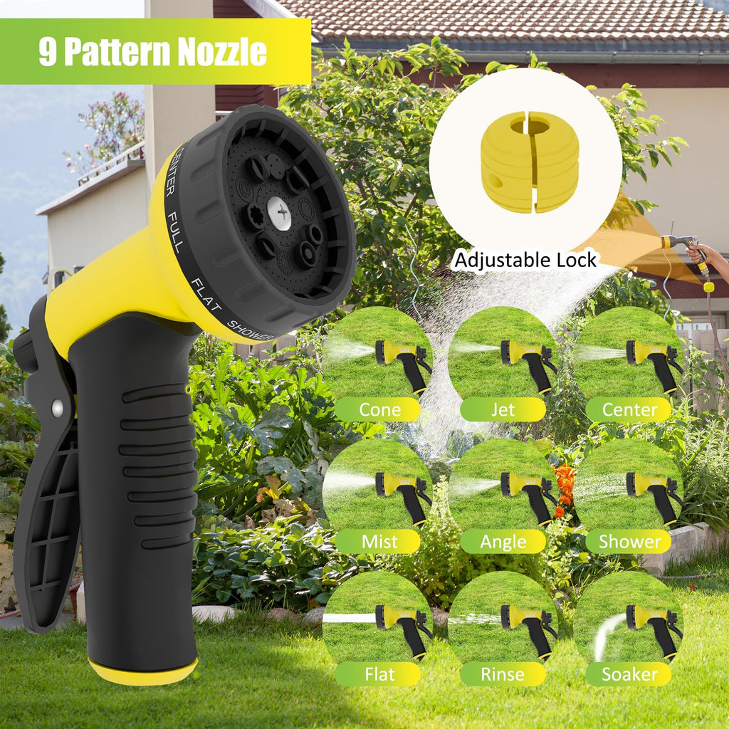 Retractable Garden Hose Reel, 1/2 in x 100 ft Wall Mounted Heavy Duty with 9 Patterns Nozzle S667570