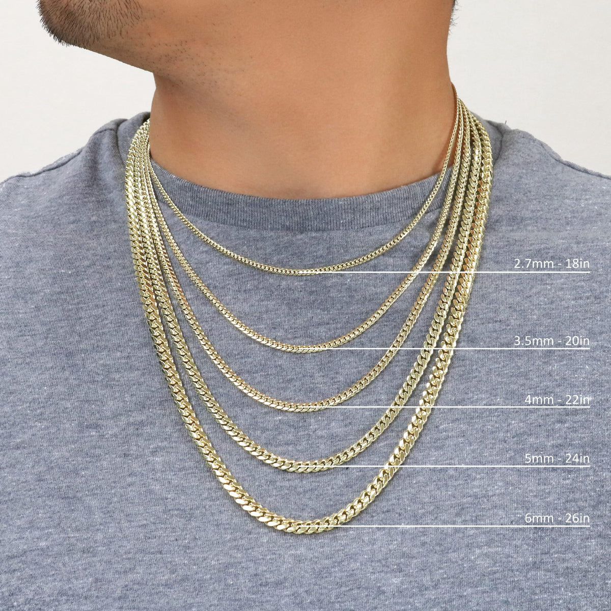 18K Yellow Gold Cuban Link Chain Necklace R273541