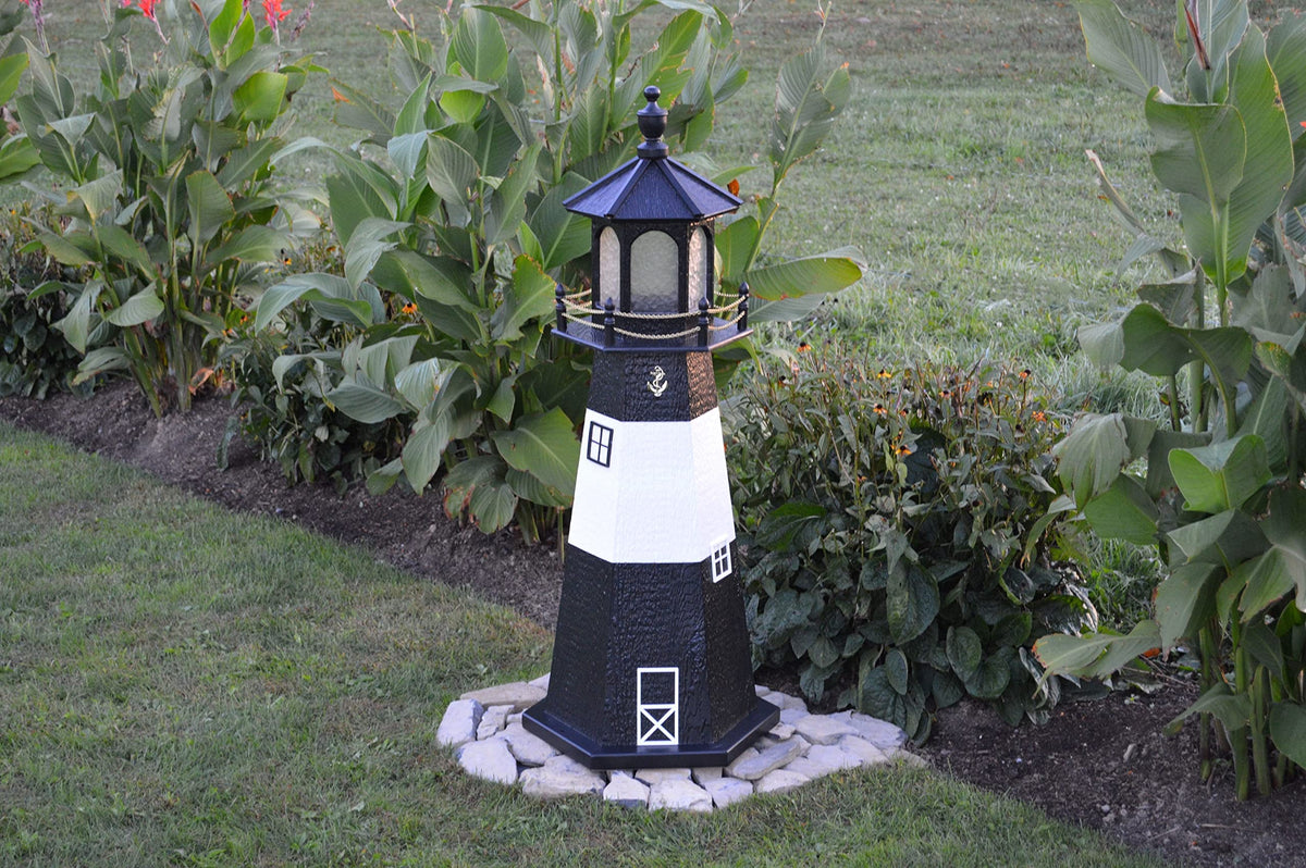 Amish-Made 48" Tall Outdoor Lighthouse with Solar LED Light L41838