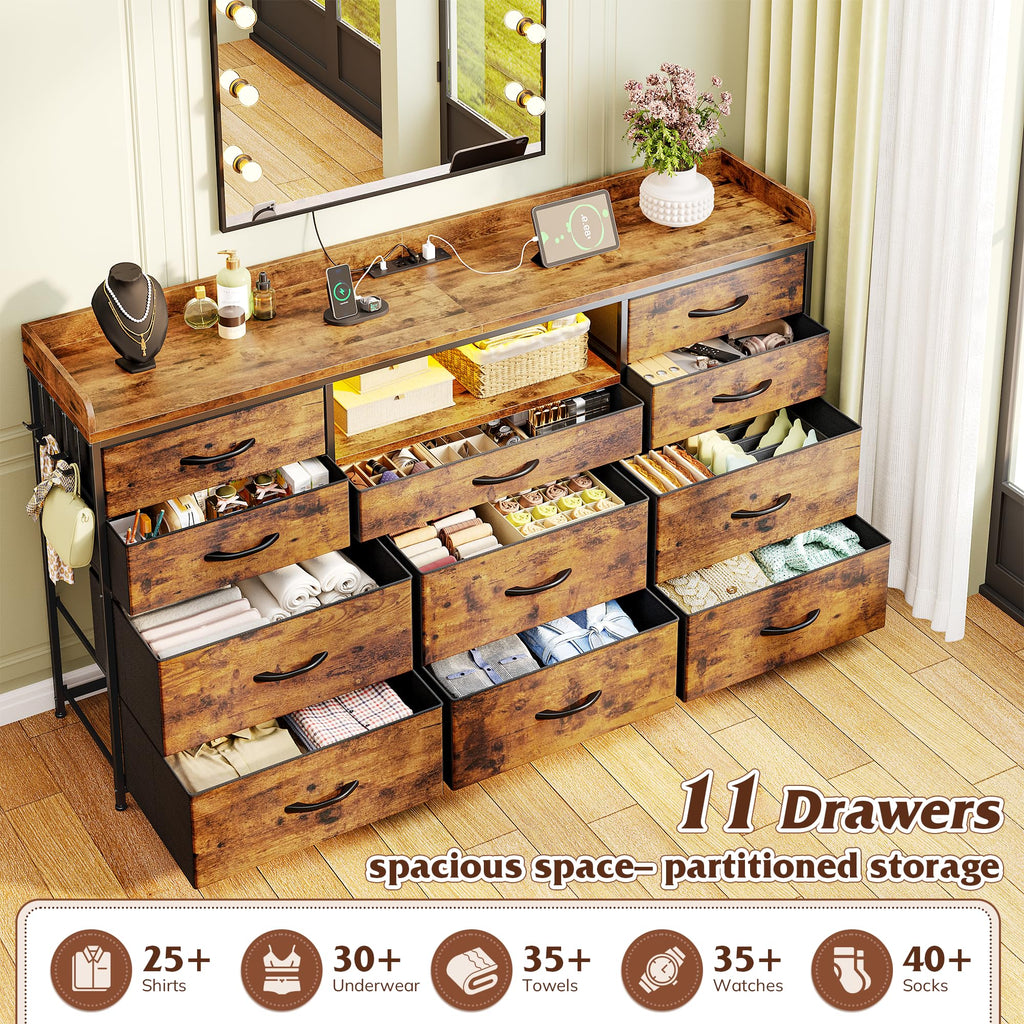 Brown 11 Drawer Dresser Y1894