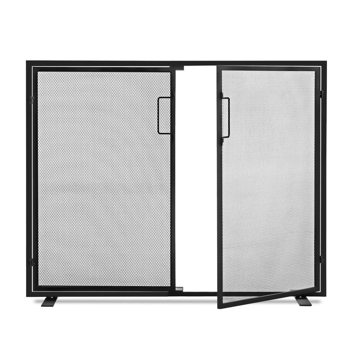 Black 2 Panel Fireplace Screen with Hinged Doors K633381