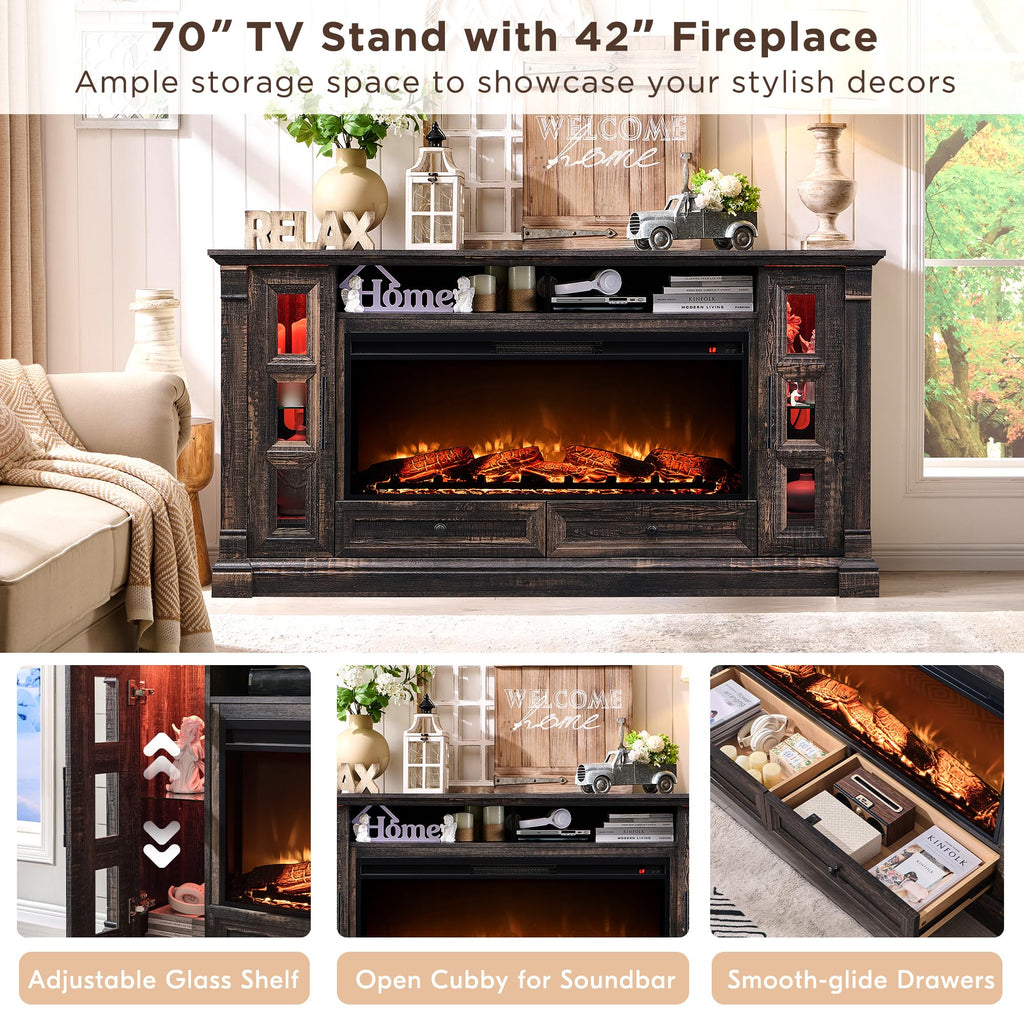 70" Fireplace TV Stand I640
