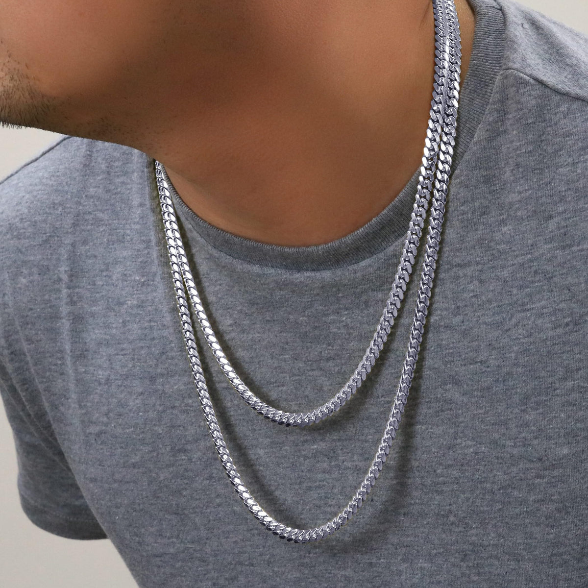 14k White Gold 6mm Chain Necklace A2120