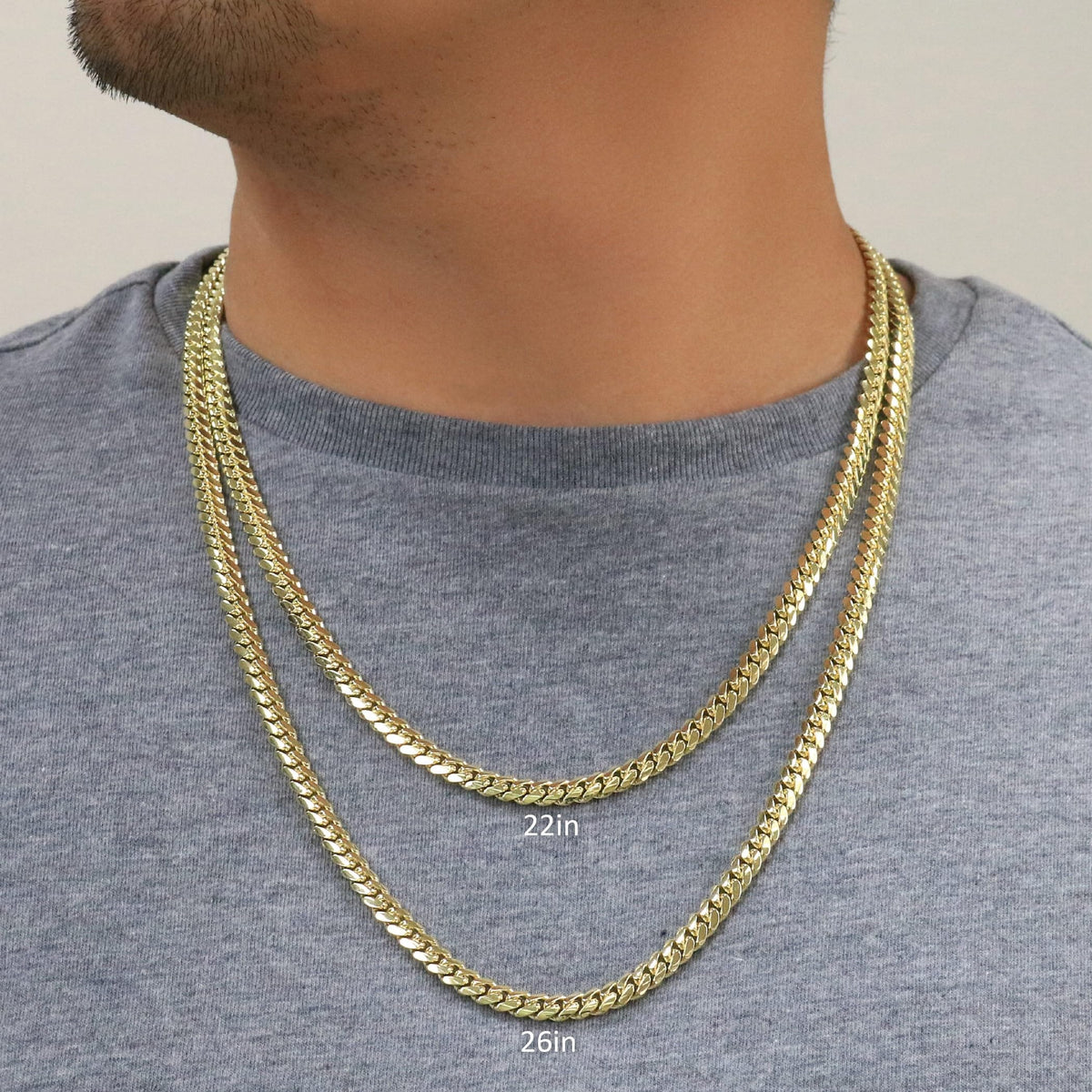 18K Yellow Gold Cuban Link Chain Necklace R273541
