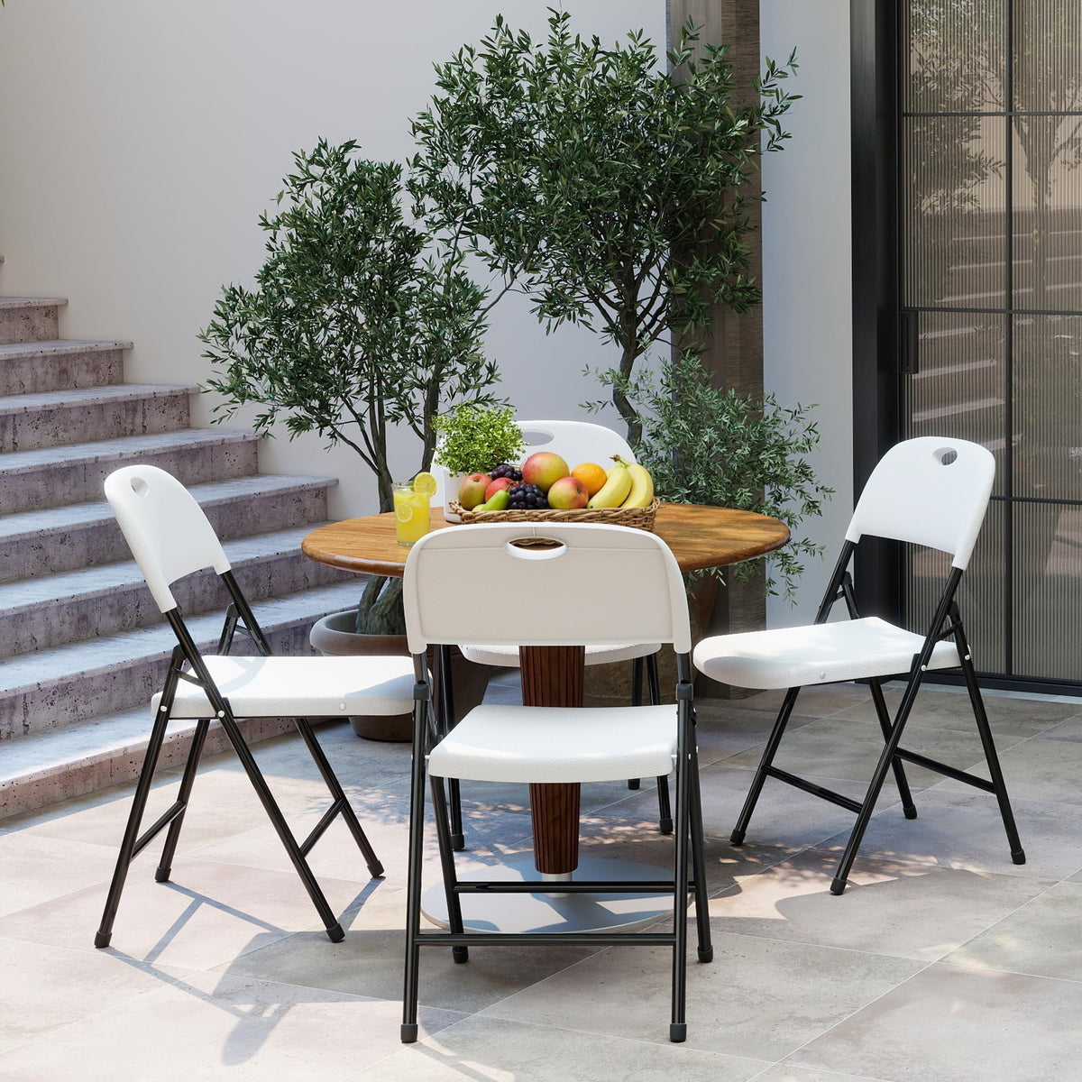White 6 Pack Plastic Folding Chairs M7985